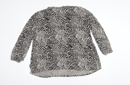 Daxon Women's Black Ivory Animal Print Long Sleeve Top 18-20