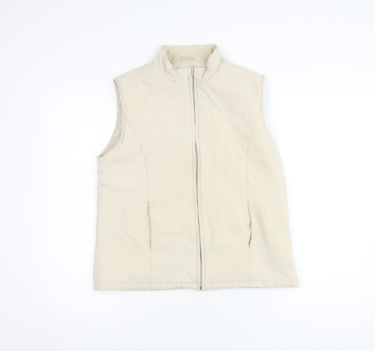 EWM Women's Beige Waistcoat Size 10-12, Full Zip Casual