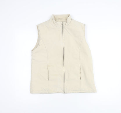 EWM Women's Beige Waistcoat Size 10-12, Full Zip Casual