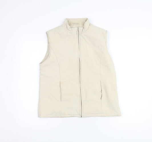 EWM Women's Beige Waistcoat Size 10-12, Full Zip Casual