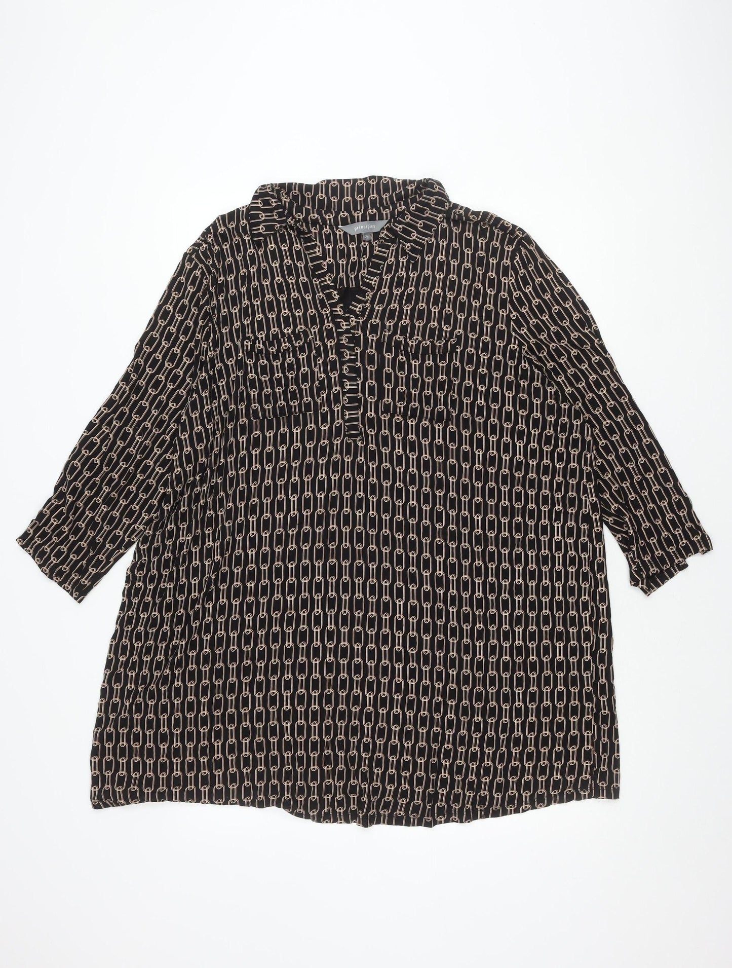 Womens UK Size 24 Principles Black Basic Blouse