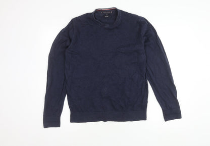 Tommy Hilfiger Men's Blue Cotton Cashmere Pullover M