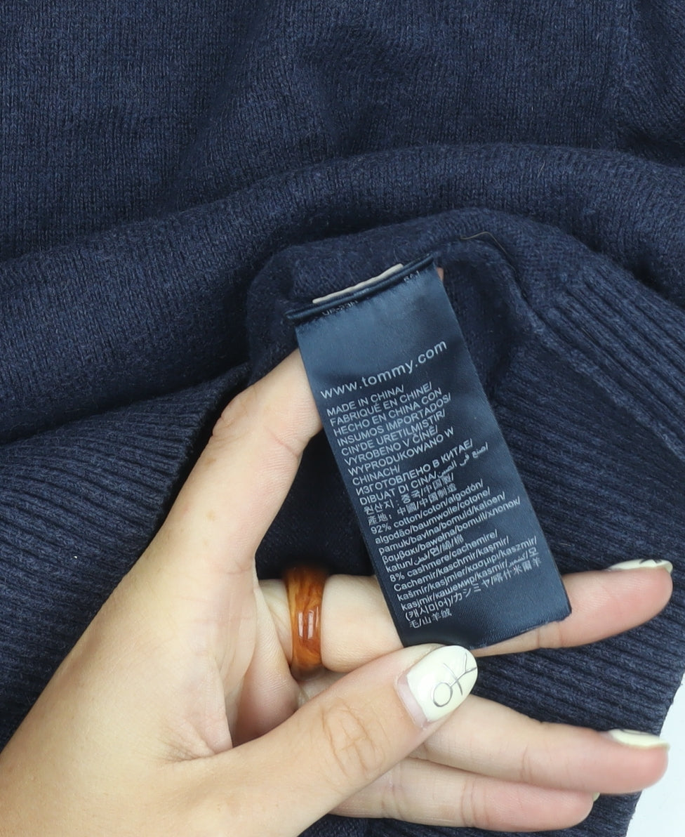 Tommy Hilfiger Men's Blue Cotton Cashmere Pullover M