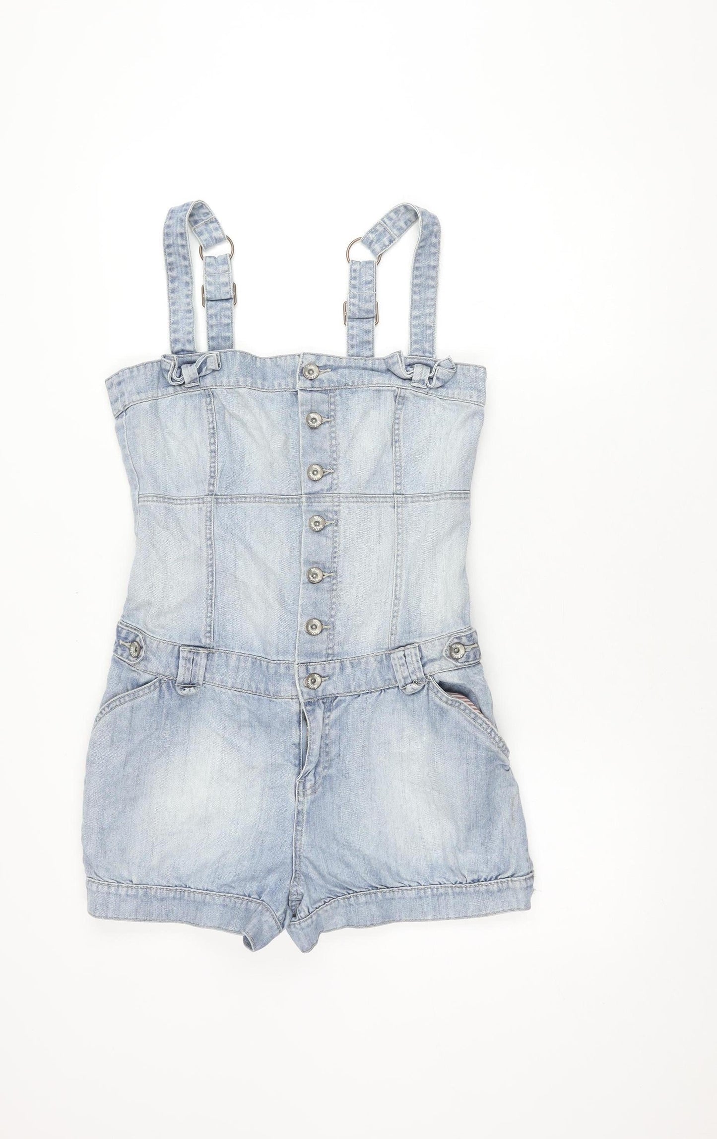 Miss Selfridge Women’s Blue Denim Dungaree Playsuit Size 12