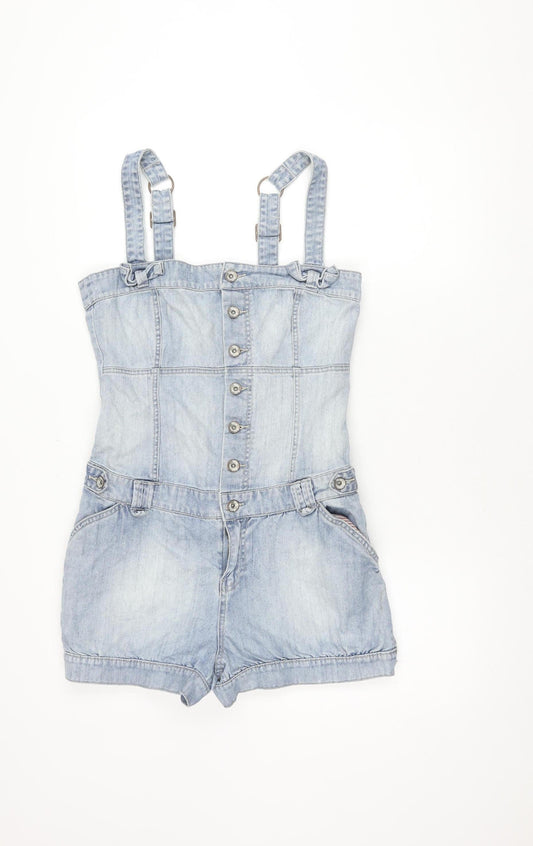 Miss Selfridge Women’s Blue Denim Dungaree Playsuit Size 12
