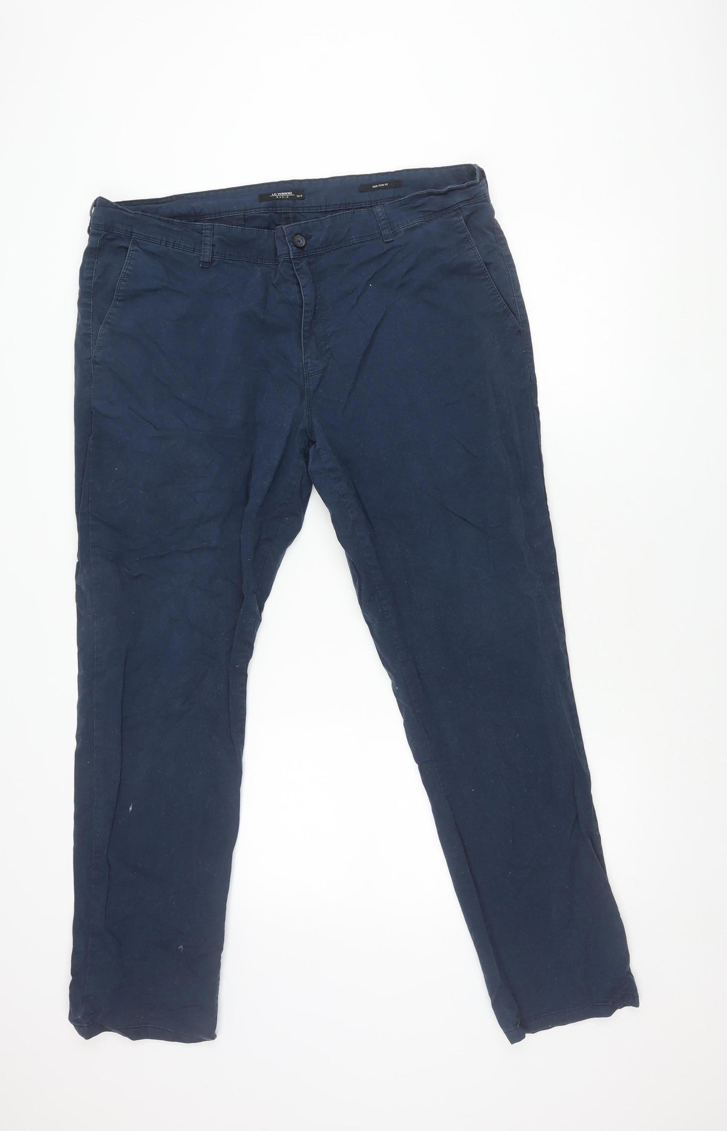 LC Waikiki Men's Blue Cotton Trousers, Size 38