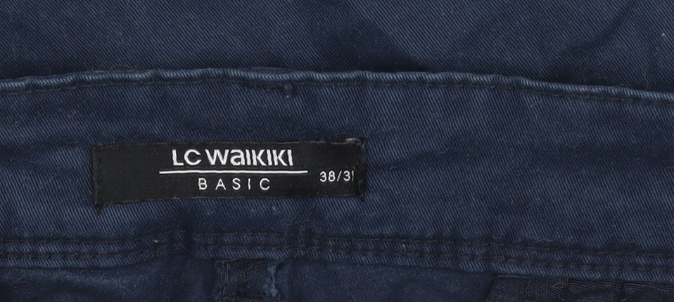 LC Waikiki Men's Blue Cotton Trousers, Size 38