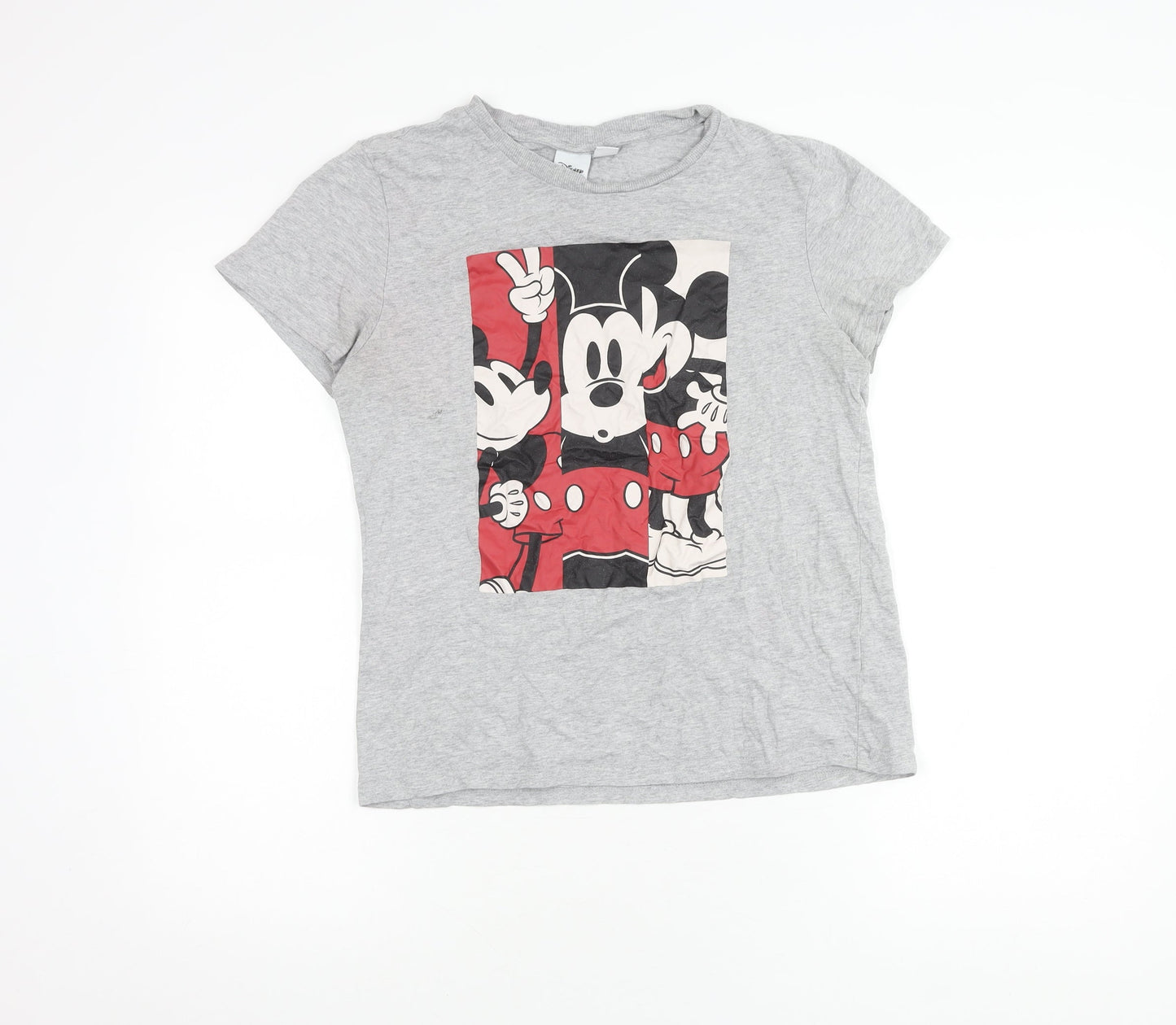 Womens UK Size S Disney Grey Basic T-Shirt