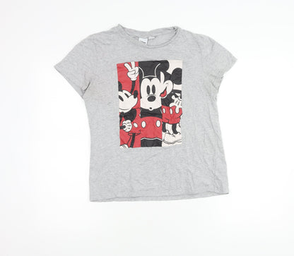 Womens UK Size S Disney Grey Basic T-Shirt