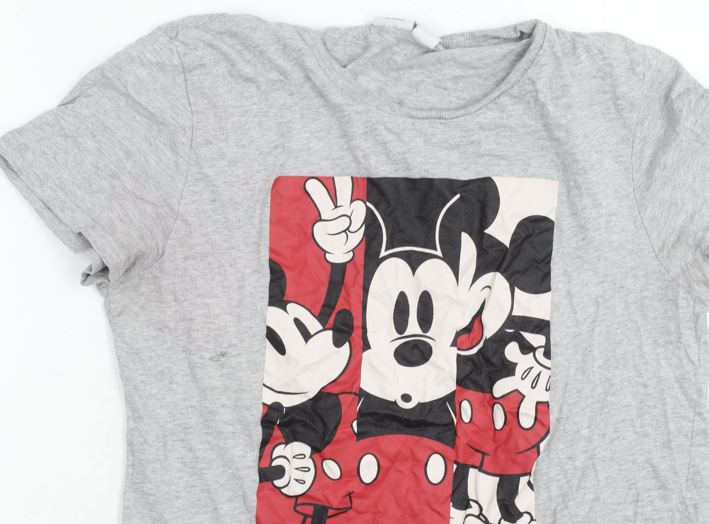 Womens UK Size S Disney Grey Basic T-Shirt