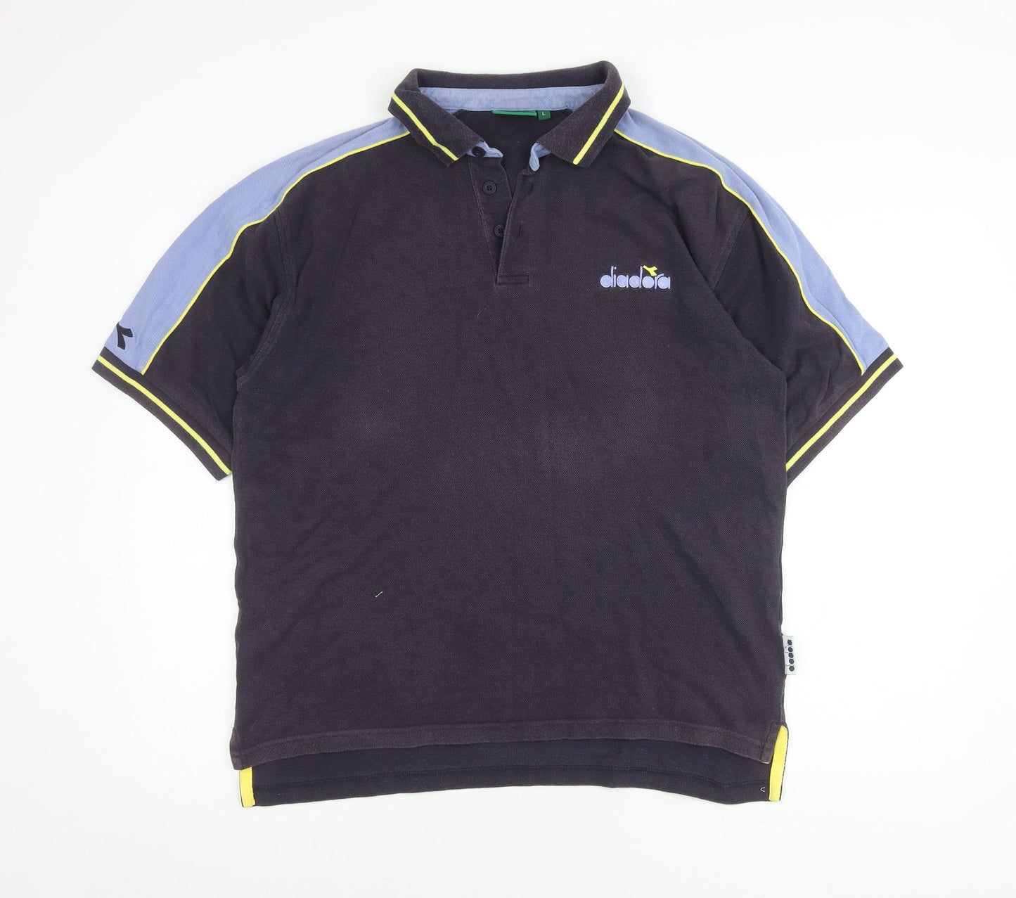 Diadora Men’s Black Polo Shirt L Cotton Short Sleeve