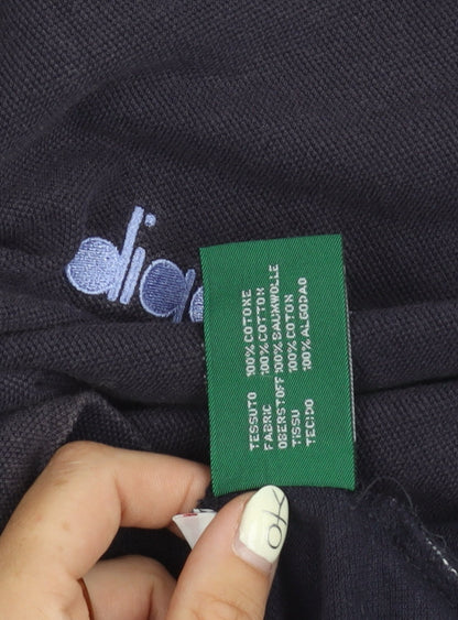 Diadora Men’s Black Polo Shirt L Cotton Short Sleeve