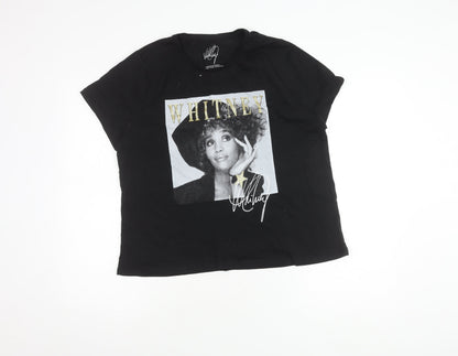 Womens UK Size 18 Peacocks Black Basic T-Shirt
