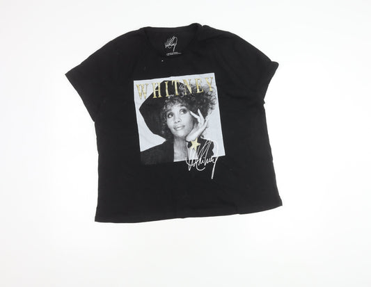Womens UK Size 18 Peacocks Black Basic T-Shirt