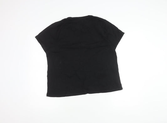 Womens UK Size 18 Peacocks Black Basic T-Shirt
