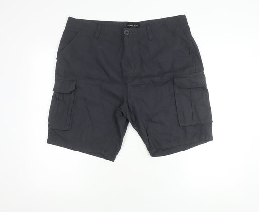 Brave Soul Men's Black Cargo Shorts XL