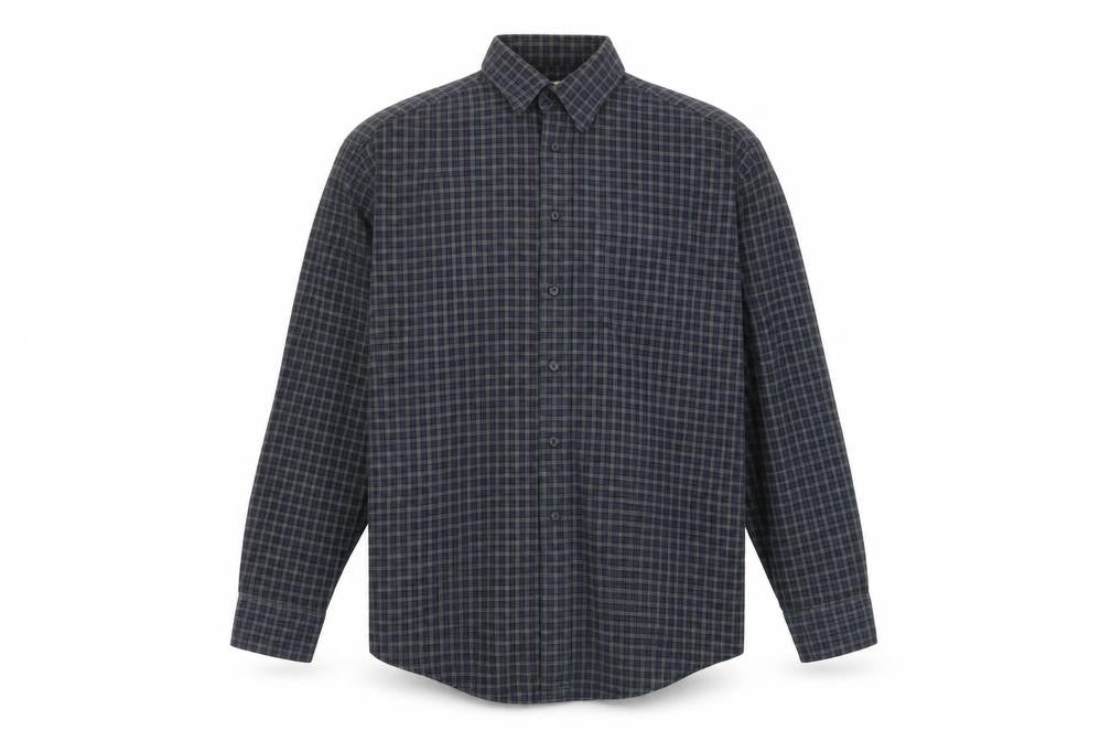 Marks and Spencer Men's Navy Check Shirt Size 16
