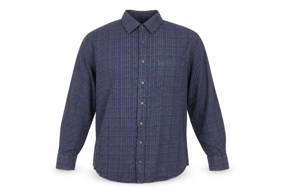 Marks and Spencer Men’s Blue Check Cotton Shirt, Size 16