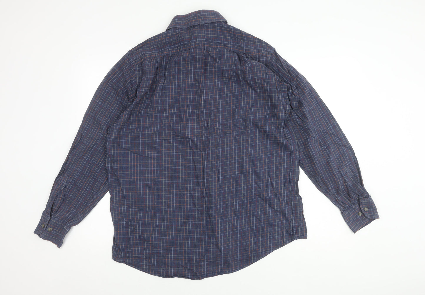 Marks and Spencer Men’s Blue Check Cotton Shirt, Size 16