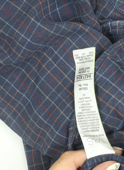 Marks and Spencer Men’s Blue Check Cotton Shirt, Size 16