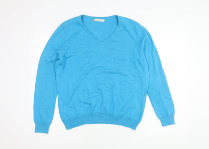 Woolovers Men's Blue V-Neck Pullover Jumper - M