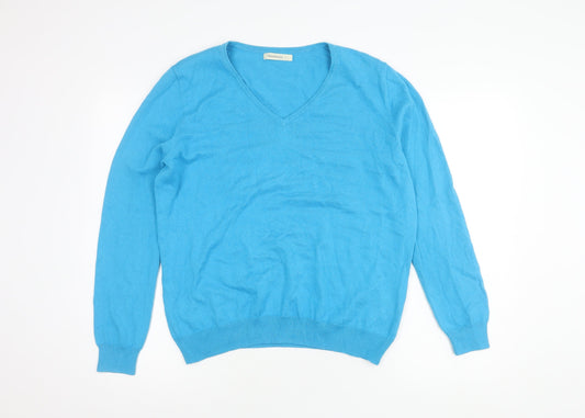 Woolovers Men's Blue V-Neck Pullover Jumper - M