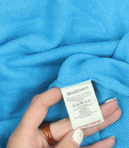 Woolovers Men's Blue V-Neck Pullover Jumper - M