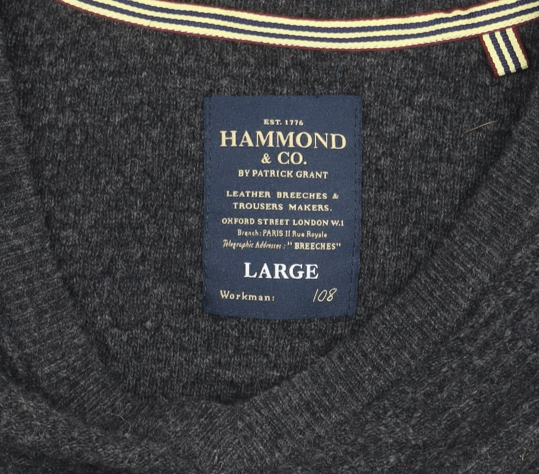Hammond & Co. Men's Grey V-Neck Wool Pullover Jumper