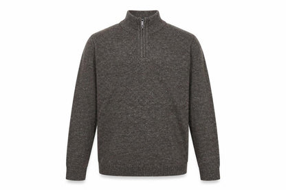 FatFace Mens Brown Mock Neck 1/4 Zip Pullover - M