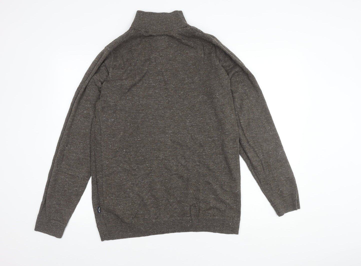 Fat Face Mens Brown Mock Neck 1/4 Zip Pullover - M