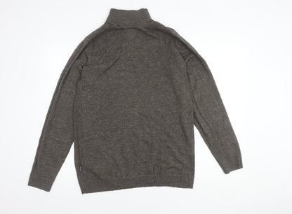 Fat Face Mens Brown Mock Neck 1/4 Zip Pullover - M