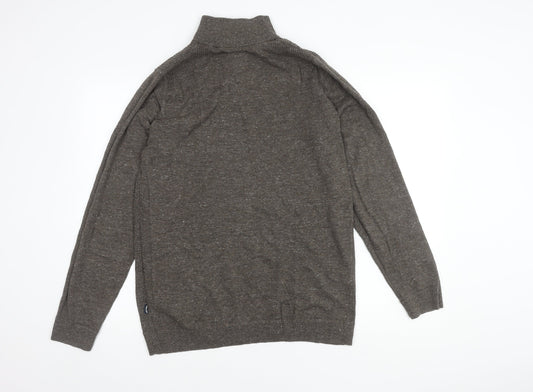 Fat Face Mens Brown Mock Neck 1/4 Zip Pullover - M