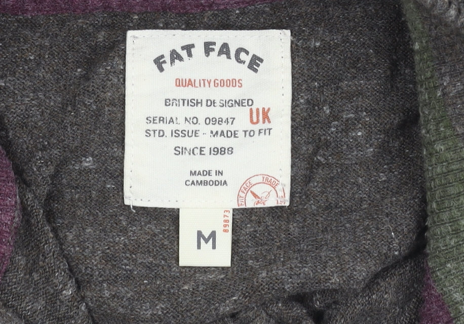 Fat Face Mens Brown Mock Neck 1/4 Zip Pullover - M