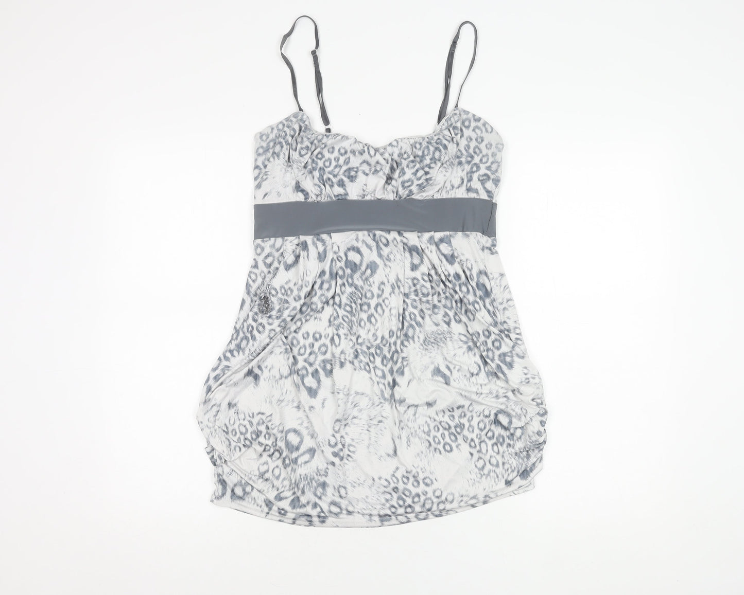 Quiz Women's Grey Animal Print Slip Dress - Size 14