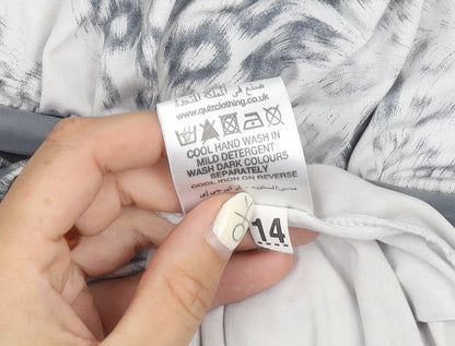 Quiz Women's Grey Animal Print Slip Dress - Size 14