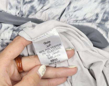 Quiz Women's Grey Animal Print Slip Dress - Size 14