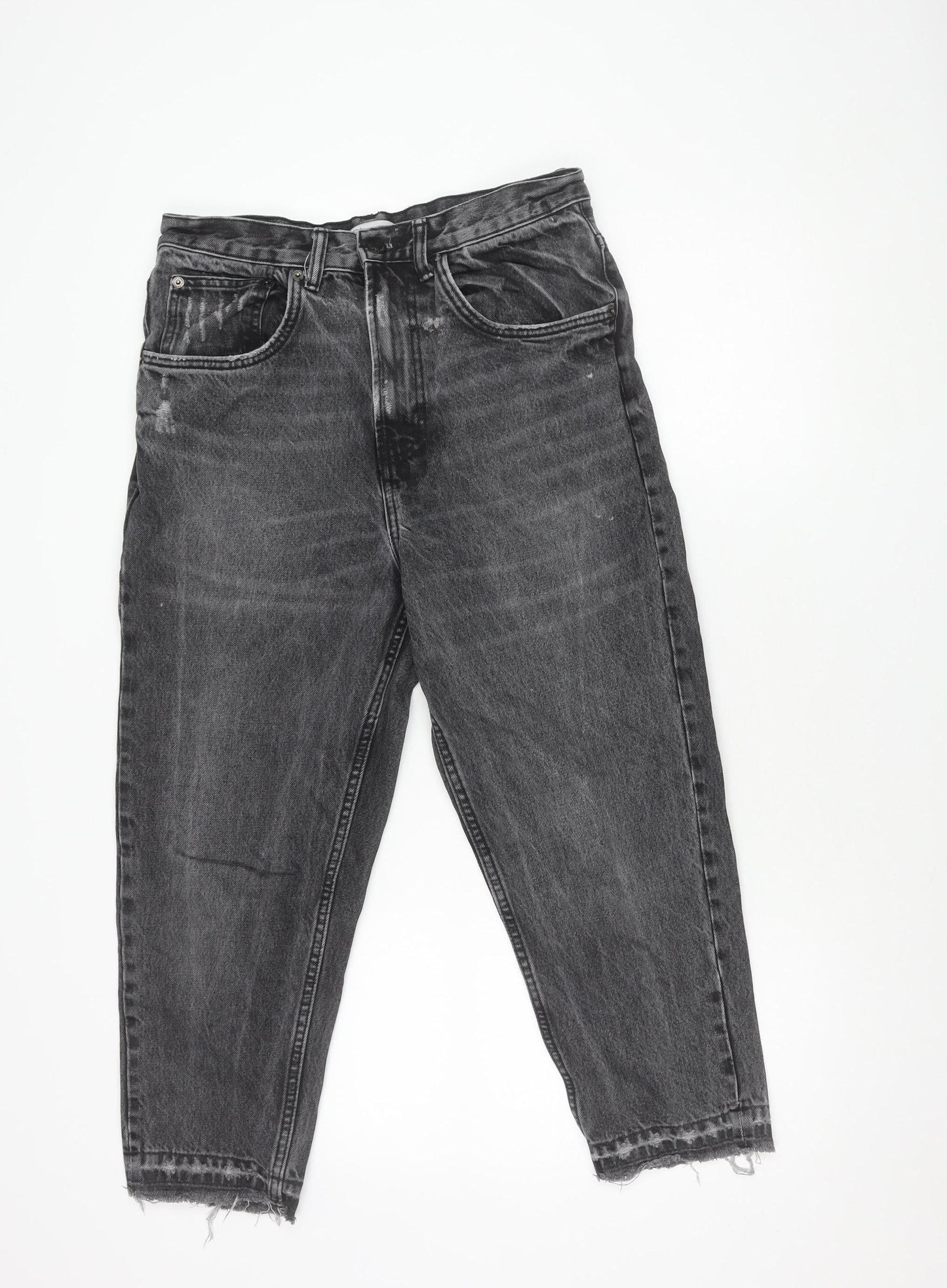 Zara Women's Grey Mom Jeans Size 10 Relaxed Fit