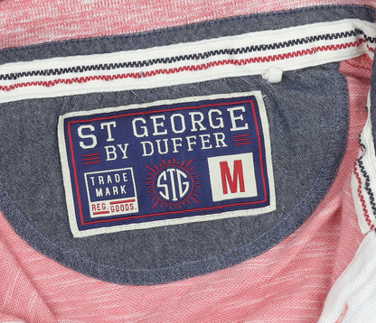 St George by Duffer Men's Pink Polo Shirt M Cotton