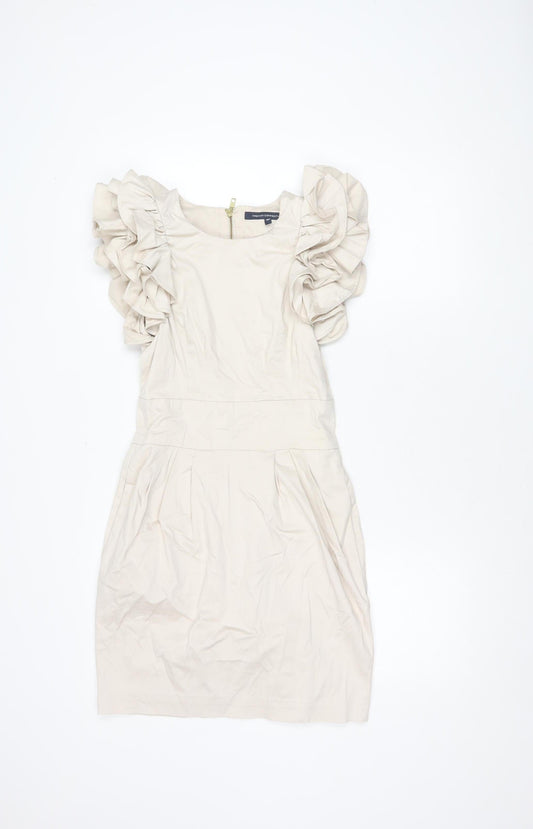 French Connection Beige Women's Knee Length Dress - Size 8