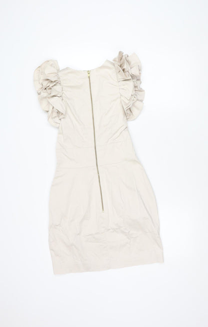 French Connection Beige Women's Knee Length Dress - Size 8