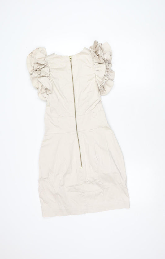 French Connection Beige Women's Knee Length Dress - Size 8