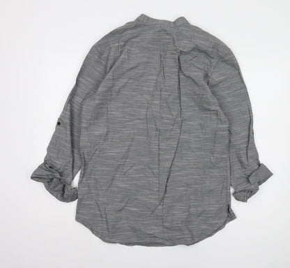 John Rocha Men's Grey Striped Long Sleeve Shirt M
