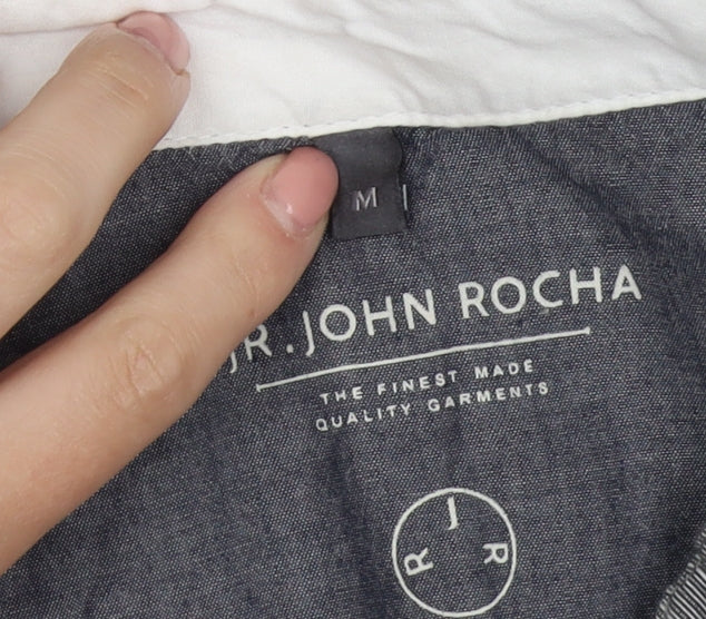 John Rocha Men's Grey Striped Long Sleeve Shirt M