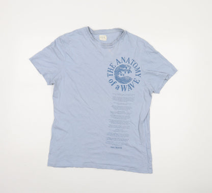 Saltrock Men's Blue Graphic Print T-Shirt, S, Cotton