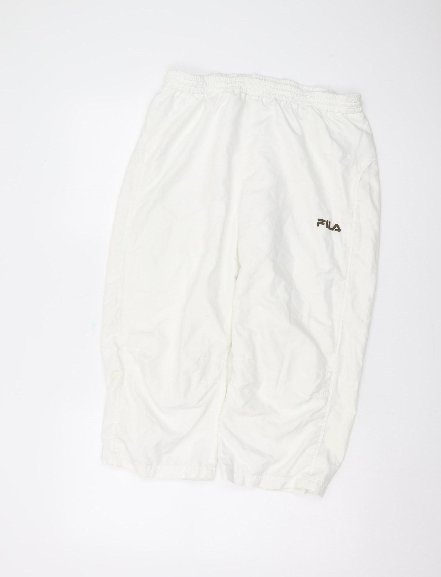 FILA Men's White Track Pants L, Elastic Waist, Relaxed Fit