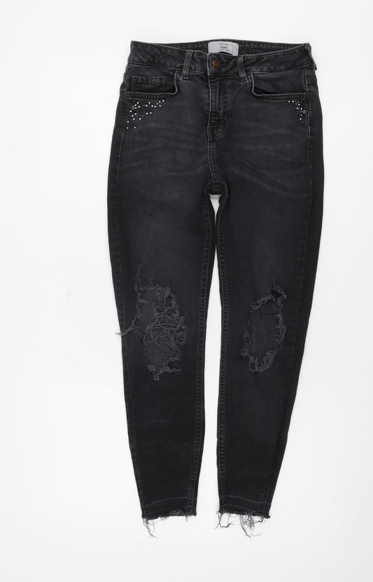 New Look Women's Black Skinny Jeans, Size 10, Distressed