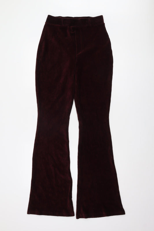 Stradivarius Women's Red Flared Trousers L Corduroy
