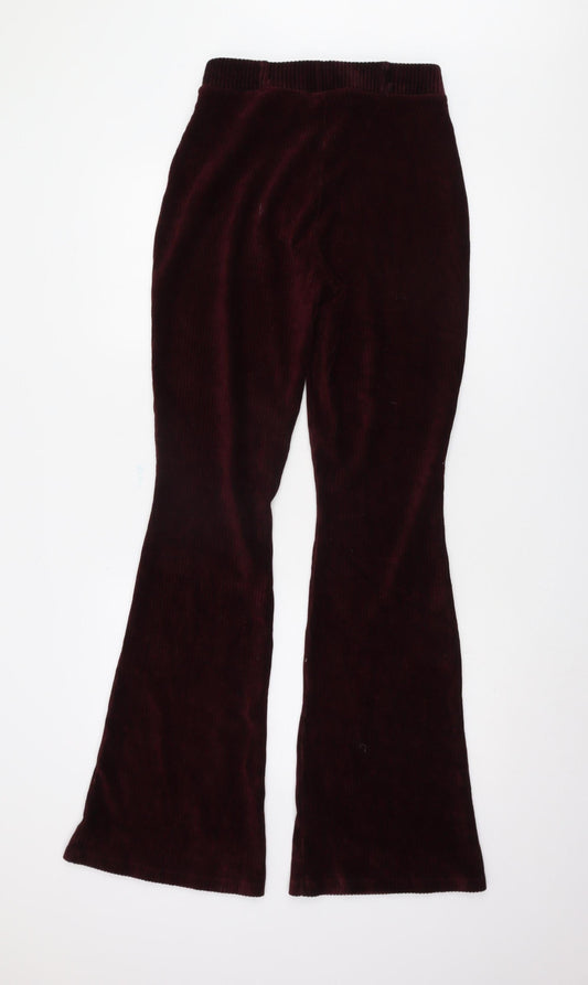 Stradivarius Women's Red Flared Trousers L Corduroy
