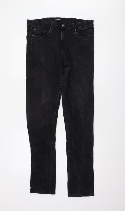 Firetrap Men's Black Slim Fit Straight Jeans, Size 34