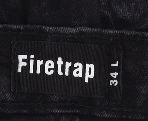 Firetrap Men's Black Slim Fit Straight Jeans, Size 34